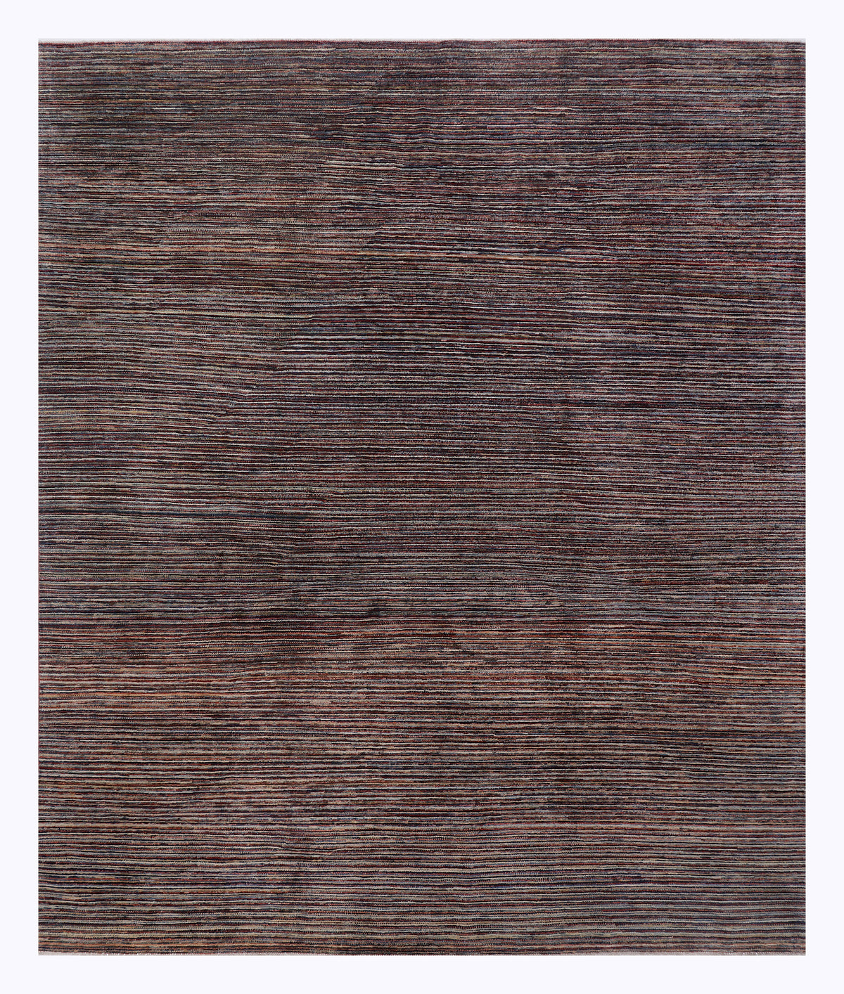Striped Ziegler-style brown rug with thin multicolor line pattern, rectangular 293x245 cm