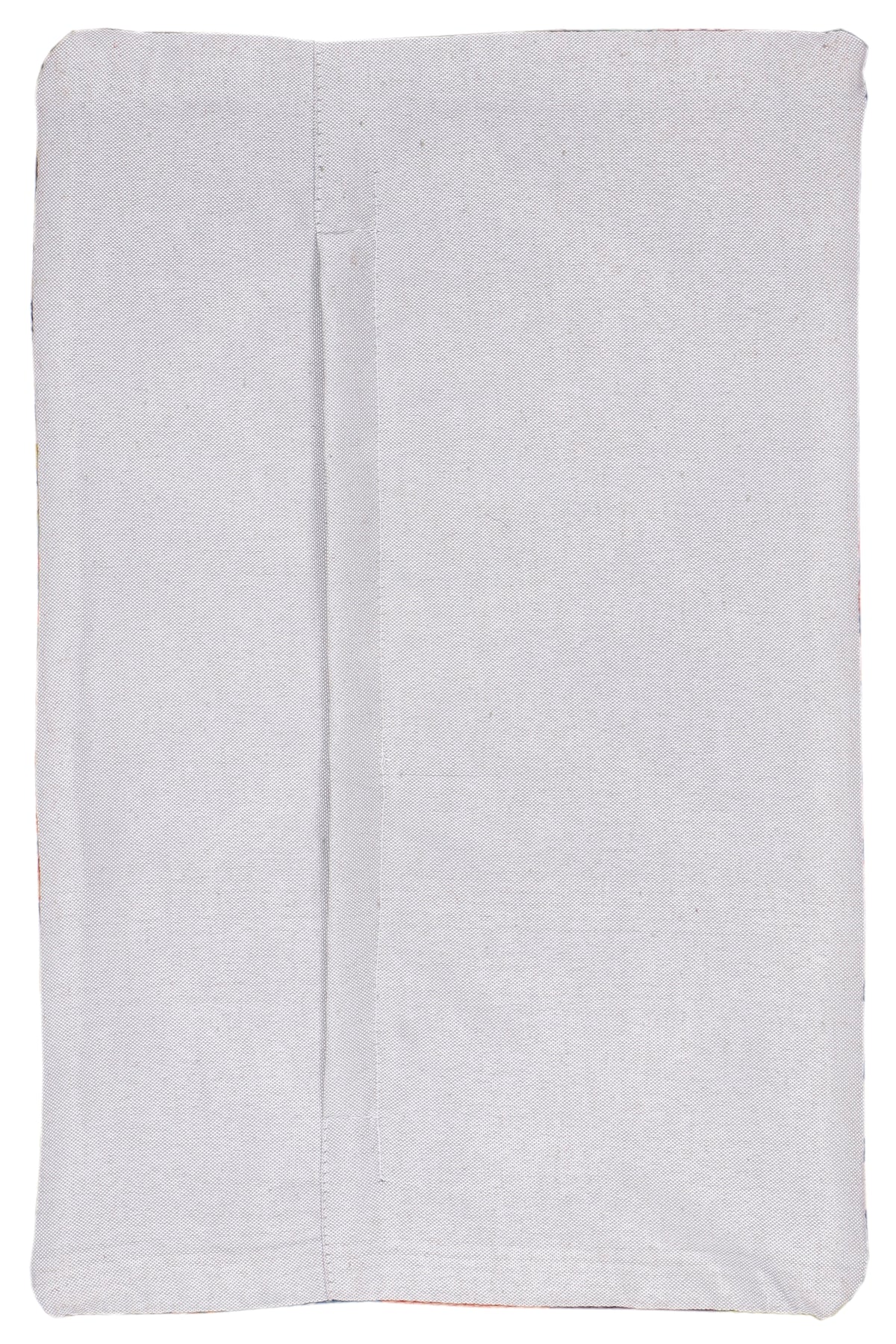 Plain light-colored cushion cover with visible side seam