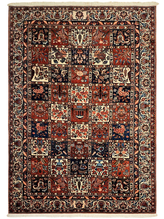 Bakhtiare 300x210 area rug with multicolor patchwork medallion pattern and border