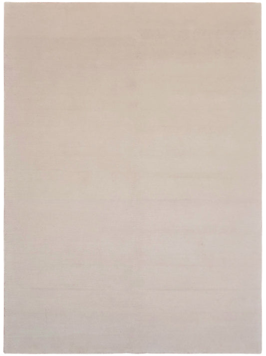 Light beige flatweave square rug with understated, uniform woven texture.