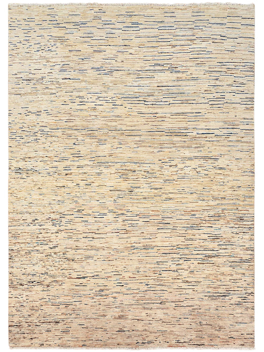 Rectangle Streepje Ziegler rug with dense beige base and blue-gray horizontal streaks